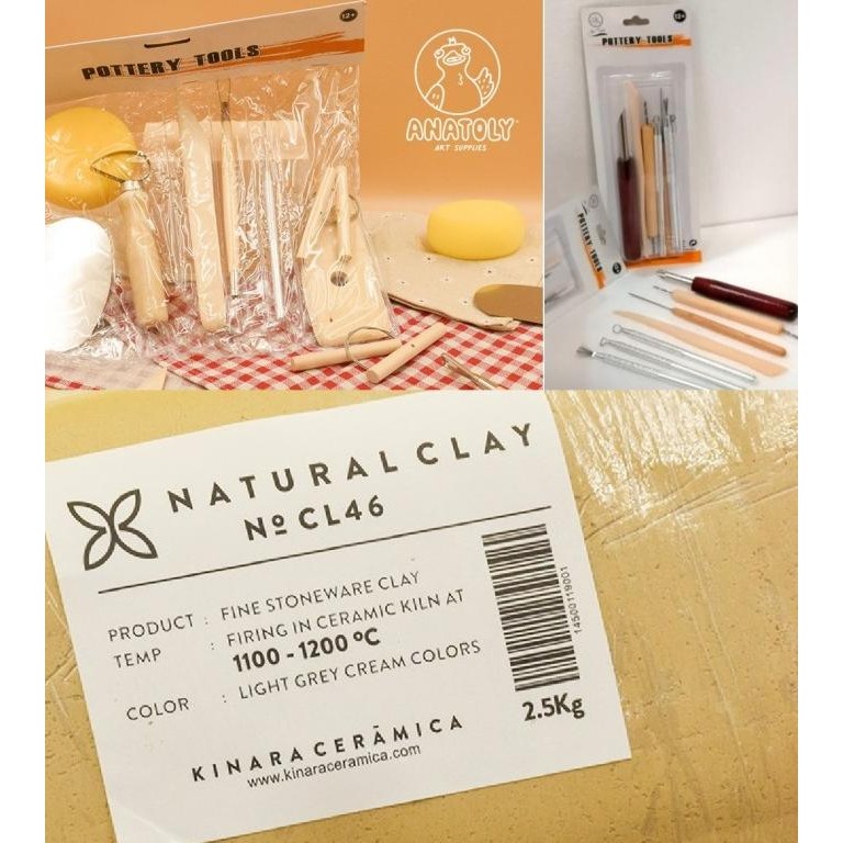 

Beginner's Bundle Plus (Pottery Tools Kit 15 & Clay) SALE!!!
