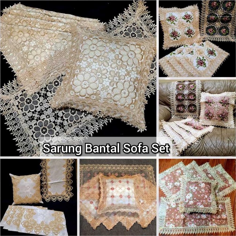 AURORAE SARUNG BANTAL KURSI SOFA TAMU SET BORDIR KERANCANG MEWAH 45X45 CM EMAS GOLD IMPOR