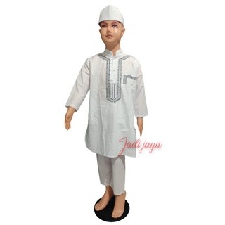 Setelan Koko Kurta Putih Lengan Panjang Koko Anak Terbaru
