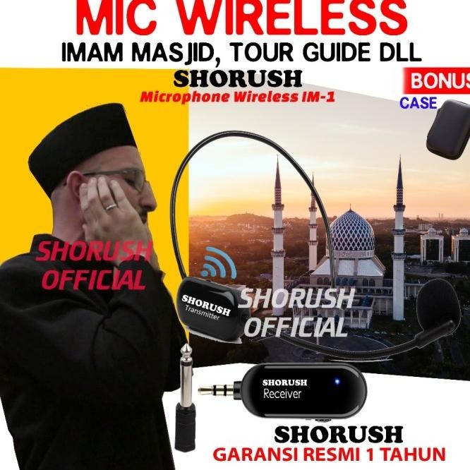 Shorush IM 1 Mikrofon Mic Clip On Wireless UHF 2.4G Presentasi Tur Imam Masjid Musholla | Shorush IM