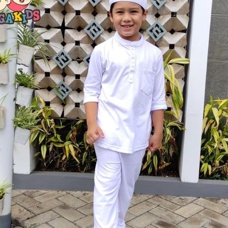 Baju koko anak putih TK SD free peci Raggakids KR02 baju manasik haji Terlaris
