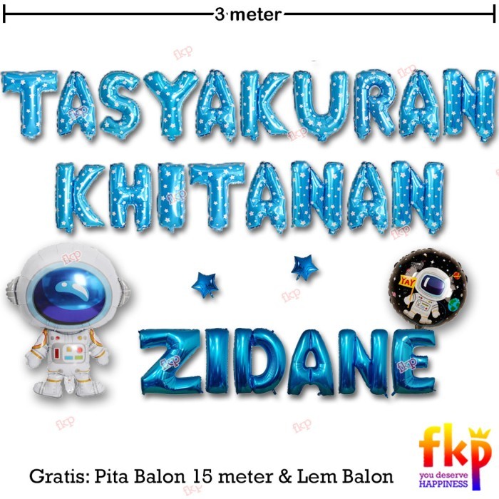 PAKET DEKORASI TASYAKURAN KHITANAN / SUNATAN DEKOR BALON TEMA ASTRONOT