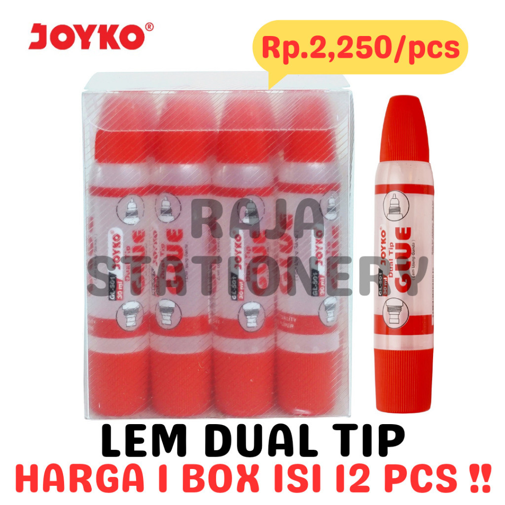 

JOYKO TRANSPARENT GLUE 30ML DUAL TIP LEM CAIR JOYKO DUA SISI PRAKARYA GL-501 LUSIN BOX [12PCS] RAJA BIG BOX