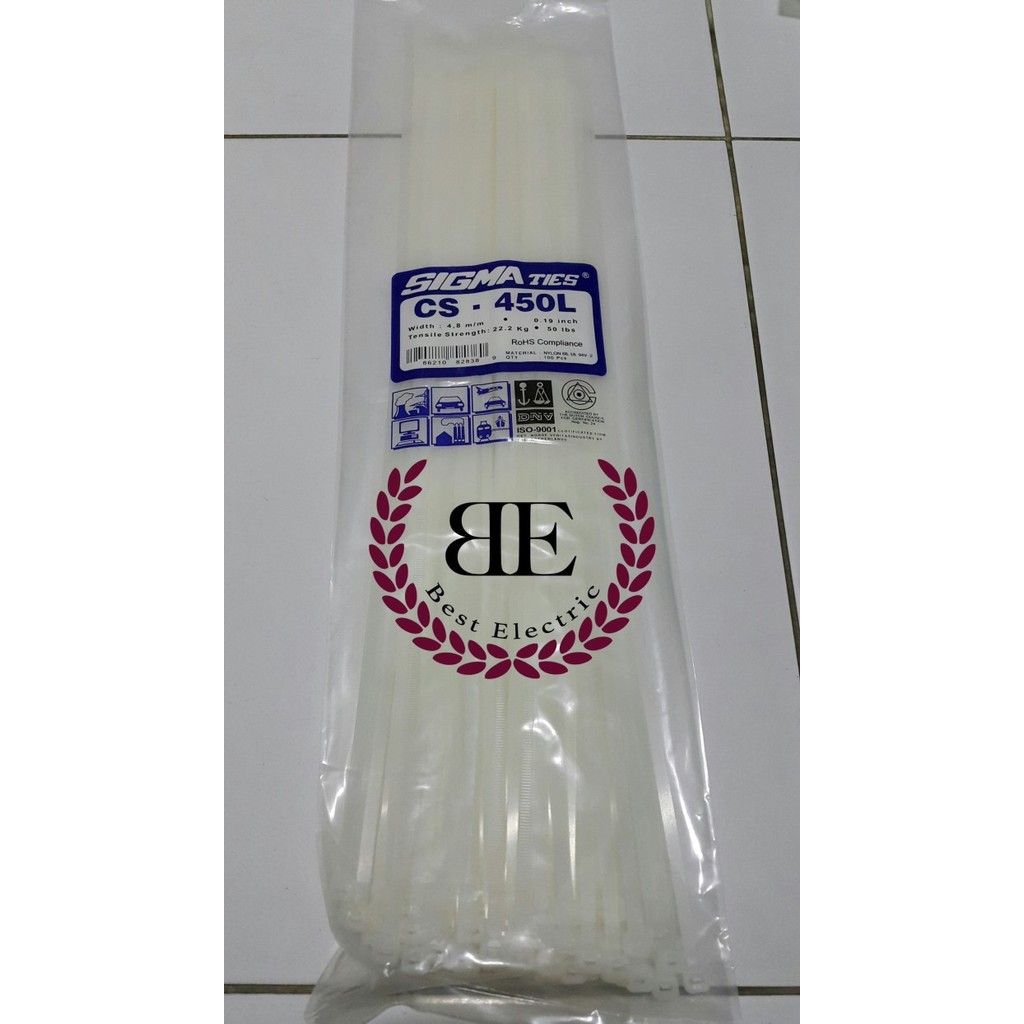 

KABEL TIES / KABEL TIS / CABLE TIE CS 450 L PUTIH 45 CM SIGMA CS450L