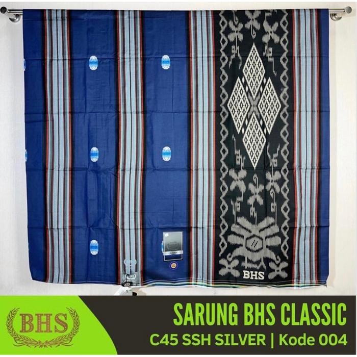 Sarung BHS Classic Motif C45 SSH Silver Motif Songket Tumpal Kembang [Garansi Original]