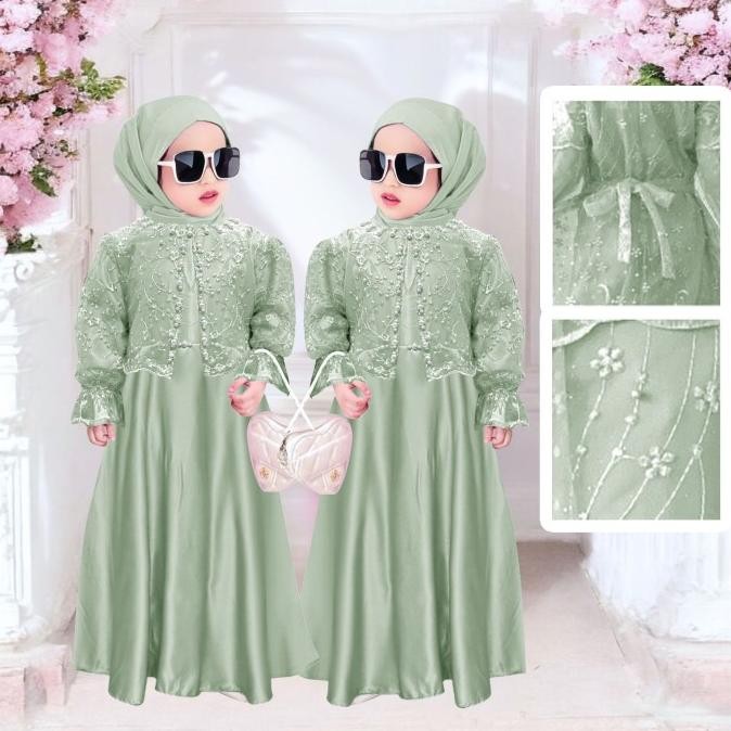 Murah Gamis Anak Perempuan Muslim Model Baru Fashion Gaun Pesta Anak Lucu Slavina Kid