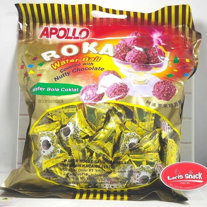 

New Apollo Roka Coklat Isi 70 Pcs 420Gr Wafer Bulat Balut Kacang Limited Edition