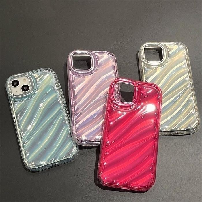 CUCI GUDANG Dazzle 3D Wave Case hp iP Hologram Paper Case for iPhone 11 12 13 14 15 pro max 15 7 8