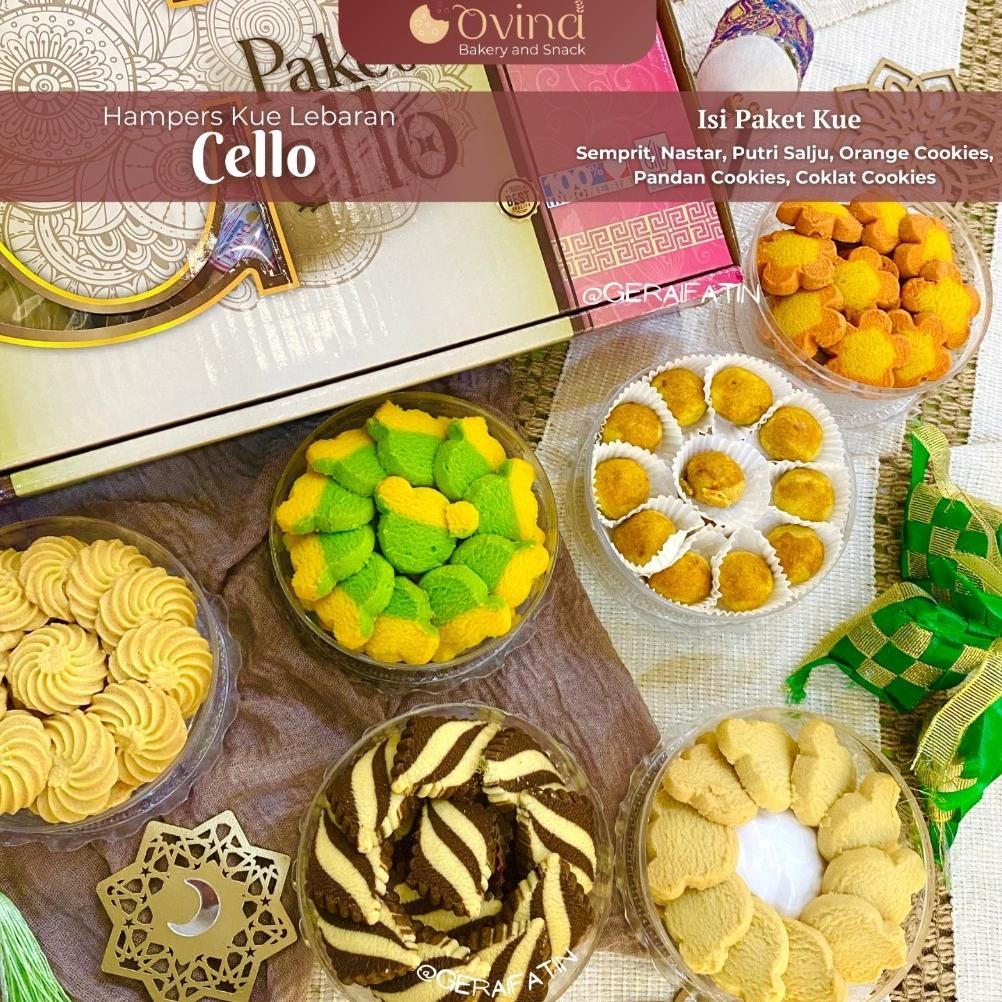 

lij-56 PAKET OVINA KUE KERING CELLO ISI 6 TOPLES PARSEL LEBARAN HAMPERS IDUL FITRI 2025 Premium