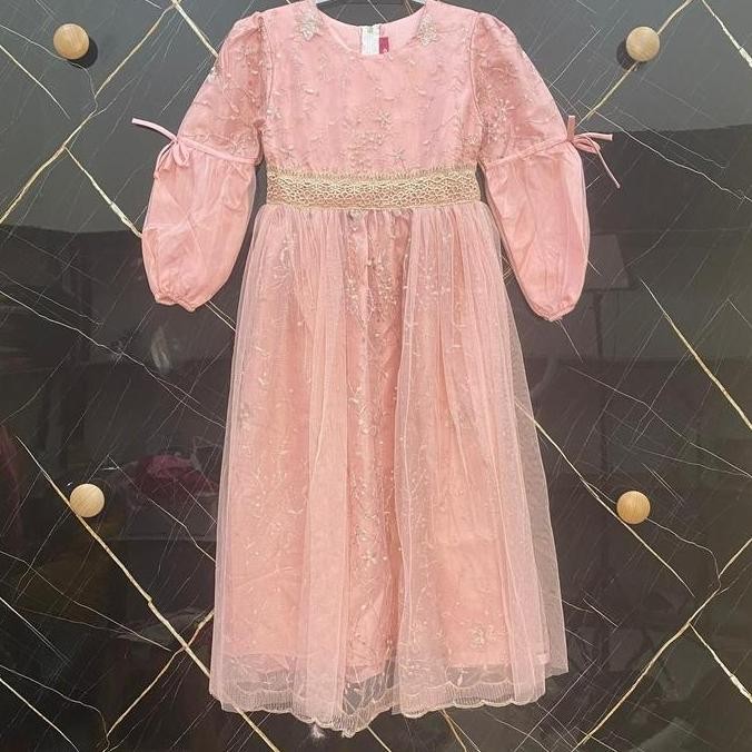 Promo Salsa Dress - Dress Anak Perempuan Muslim Model Brokat Mote Free Krudung Usia 8 - 10 Tahun Gam