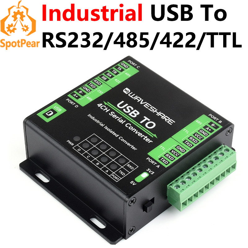 JETS Industrial USB TO 4CH RS232/485/422/TTL Serial UART Converter FT4232HL