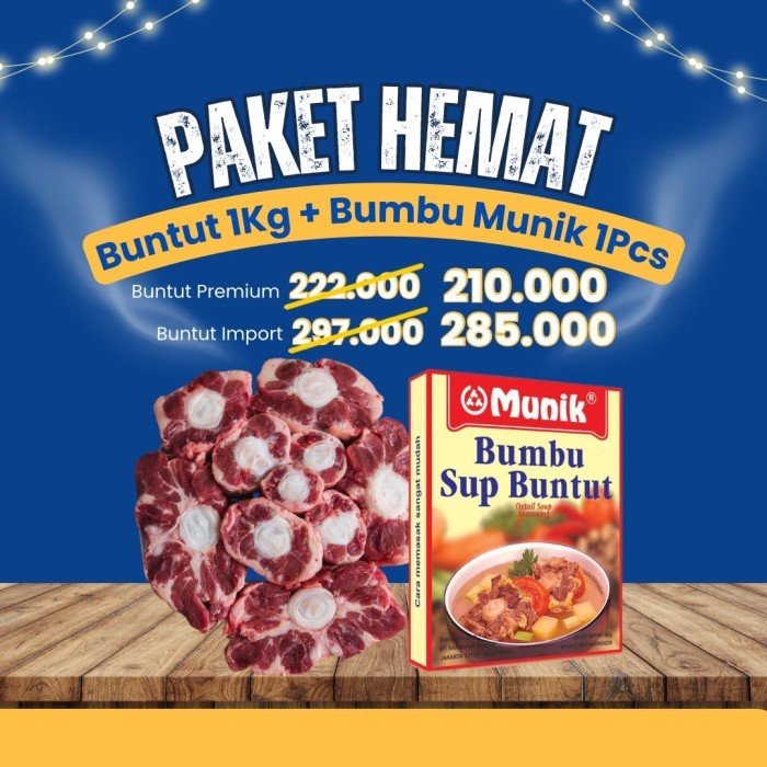 

Sale Paket Hemat Buntut 1Kg + Bumbu Munik 1Pcs