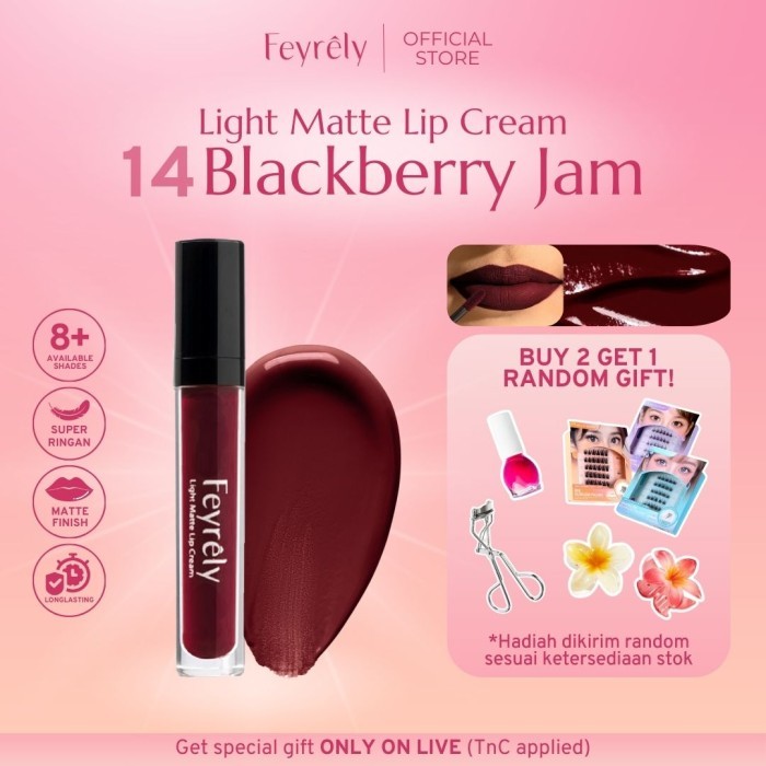 Sale 14 Blackberry Jam (Deep Berry Burgundy) - Feyrely Light Matte Lip Crea