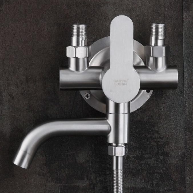 Kran Mixer Instalasi Luar Panas dingin stainless 304 tebal - keran air tanpa bobok bathtub shower ma