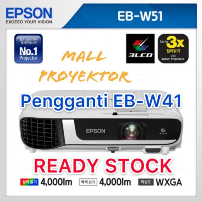 Projektor Epson Eb - W51 ( Pengganti Eb - W41 )