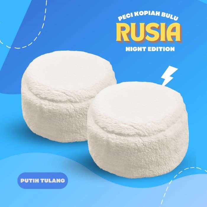 Peci Peci bulu rusia/peci bukhara bulu terlaris/peci turki/kopiah maiyah - Putih tulang original dew