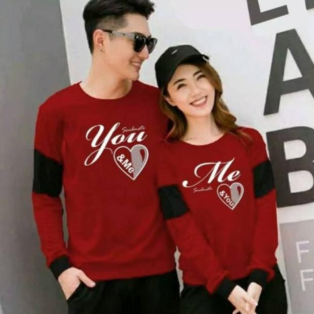 Couple Pasangan - Baju Kaos Couple - Couple Pria Wanita - Couple Lengan Panjang Model Terbaru - Cn