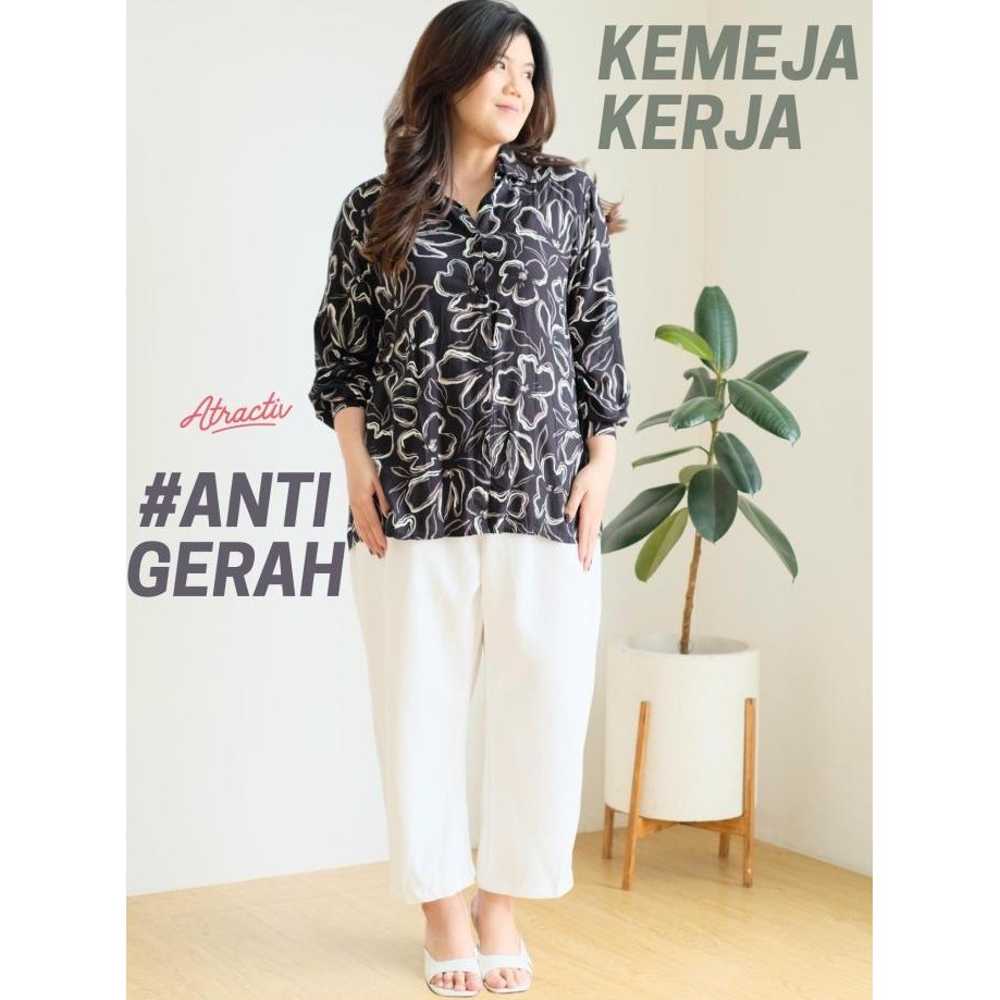 ATRACTIV Kemeja Motif Bigsize Wanita XXL 3XL 5XL 6XL Kemeja Motif Jumbo Wanita Terlaris