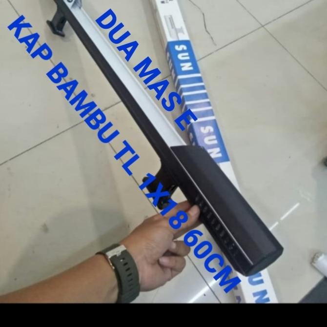KAP LAMPU TL BAMBU 1X18 WATT SEGI 8 SUN - HITAM - PUTIH