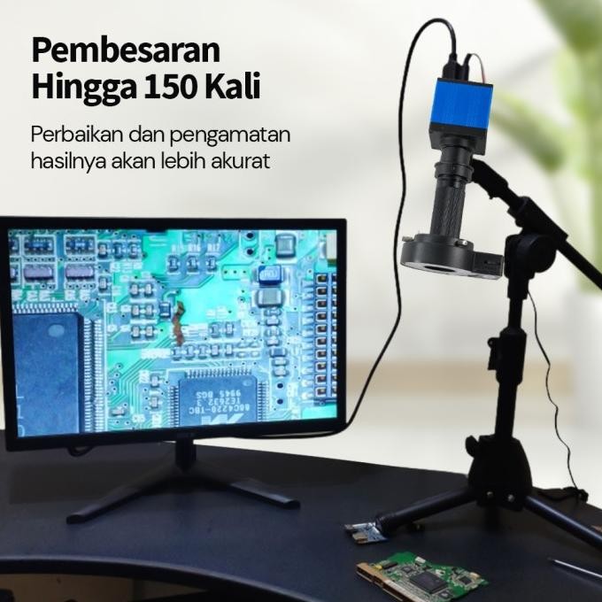 Murah Kamera Mikroskop Digital 1080 P With Led Industrial 150X 51Mp Lab