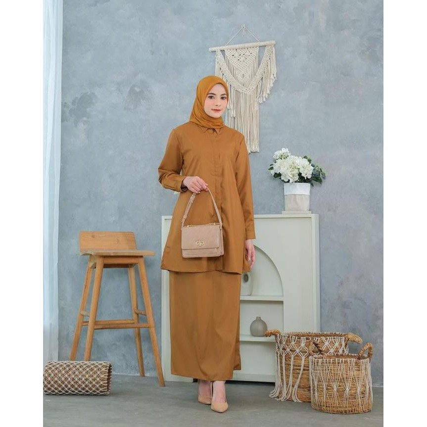 BEST SELLER SERAGAM KERJA SETELAN TUNIK PEMDA WANITA GURU PNS PDH BAJU KANCING MUSLIM NYAMAN PANJANG