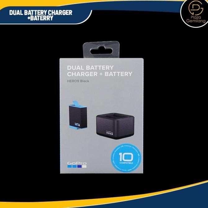 Gopro Dual Battery Charger + Baterai Gopro Hero 9 Gopro Hero9 Black New Stok