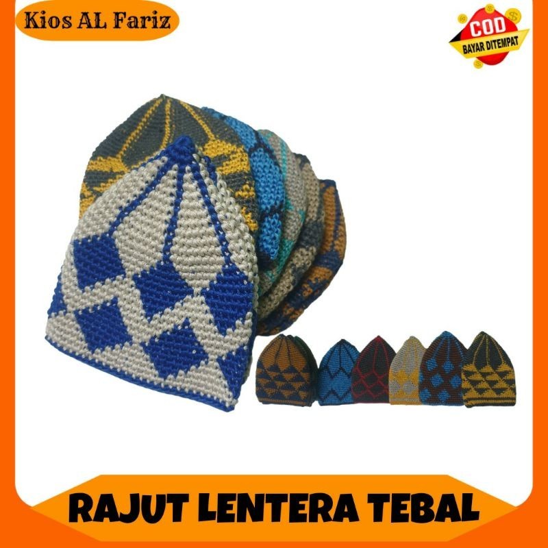 Peci RAJUT YAMAN MOTIF LENTERA TEBAL HANDMADE , Kopiah Rajut Motif Lentera , Songkok Lentera , Peci 
