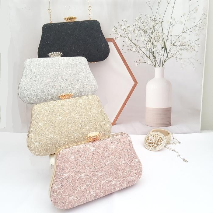 Farnell - Model Terbaru Clutch Pesta Tas Pesta Brukat Diamond Mewah 26399 Cantik Elegan