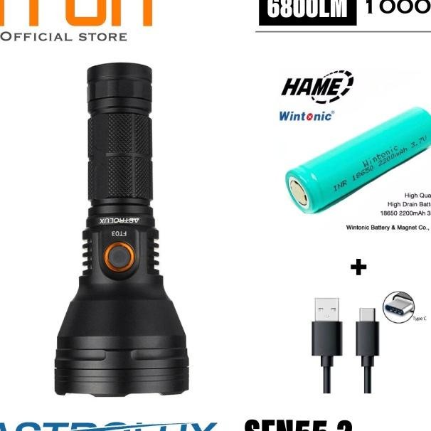 Astrolux FT03 SFN55.2 6800Lumen 1000 Meter Senter LED USB-C Flashlight Terlaris