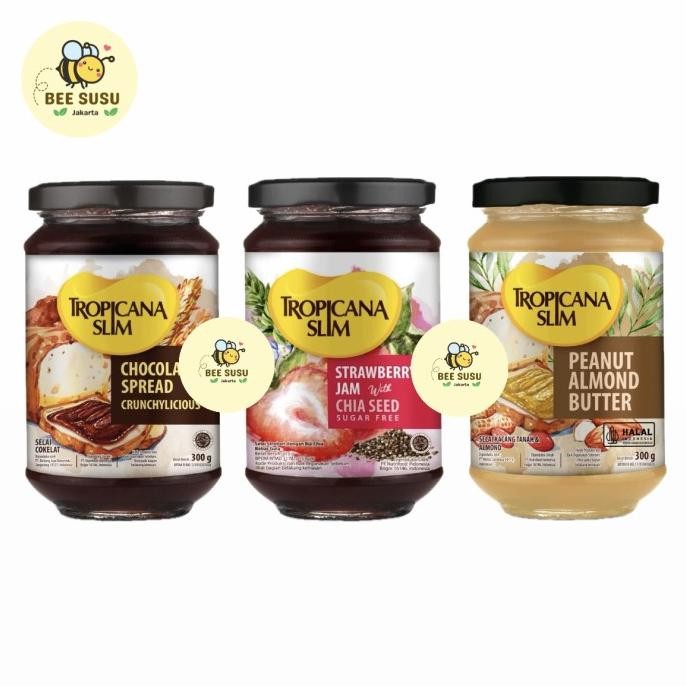 

TROPICANA SLIM SELAI 1 JAR CHOCOLATE SPREAD 300GR / PEANUT ALMOND BUTTER 300GR / STRAWBERRY JAM 375GR