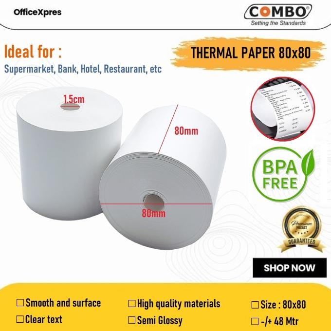 

(100 ROLL) Kertas Thermal 80x80 / Struk Kasir 80 x 80 / Kertas Roll Mesin Thermal 80x80 / Thermal Paper / Paper Roll
