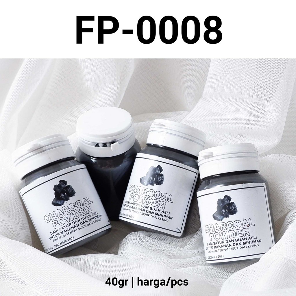 FP-0008 Pewarna perasa makanan alami 40gr bubuk arang charcoal hitam (SPRINKLES)