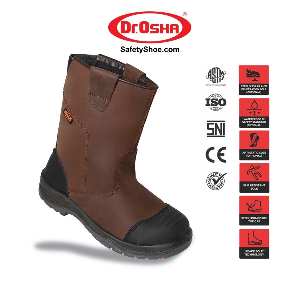 Dr OSHA Mustang 9373 S2 Composite Waterproof Safety Shoes Boot - Brown