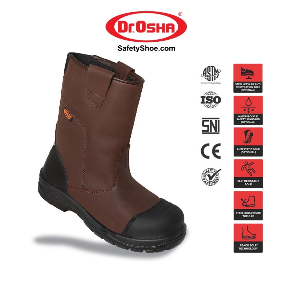 Dr OSHA Mustang 3373 S1 Composite Safety Shoes Boot - Brown