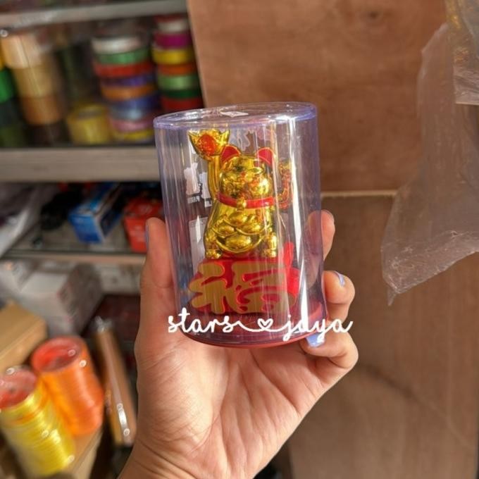 ] Pajangan Kucing Keberuntungan Hoki Lucky Cat Plastik Kecil Tanpa Batre