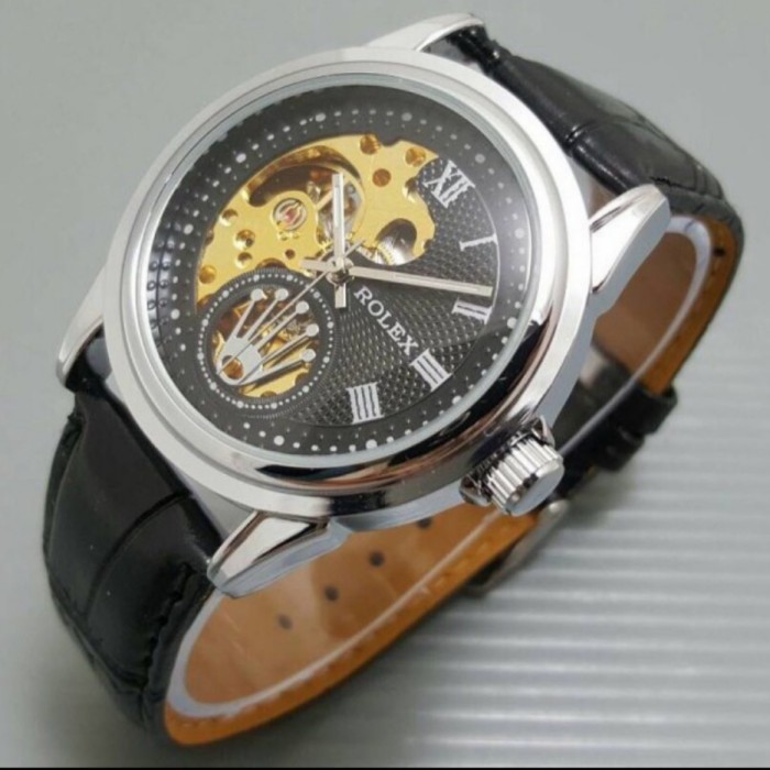 Jam Tangan Wanita Rolex Automatic Tali Kulit Transparan