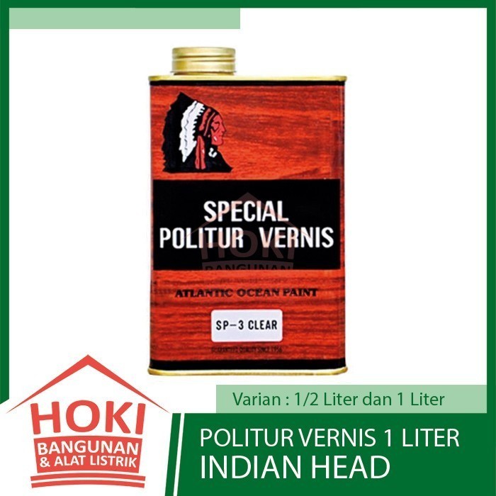Politur Vernis Indian Head Clear 1L - Cat Kayu Plitur Pernis Dayak 1 L