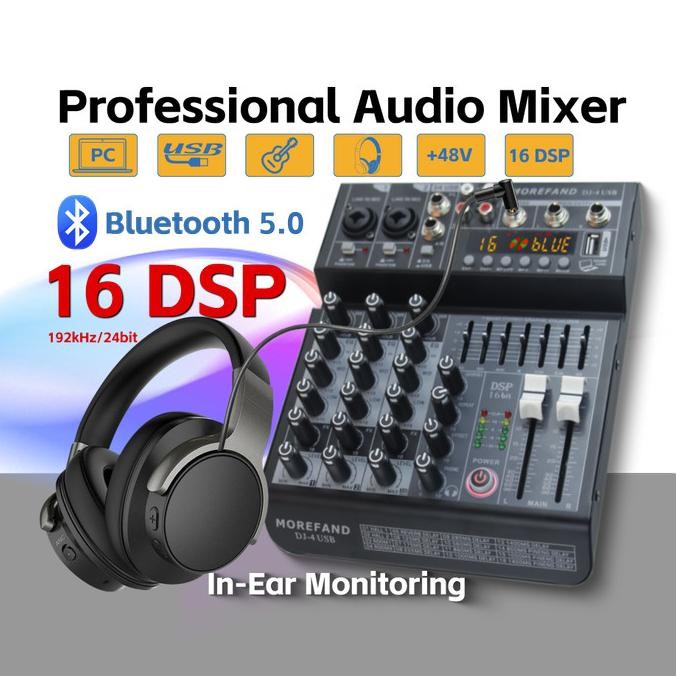 Grosir Mixer Audio Mixer 4 Channel Mini Mixer Mendukung Bluetooth /Usb/Pc/Mp3 Bernyanyi Rekaman Lang