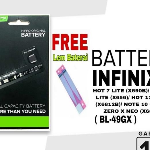 Baterai Hippo Hot 7 LITE ( X690B ) / Note 7 LITE ( X656 ) / HOT 11S NFC ( X6812B ) / SMART 5 ( X657 