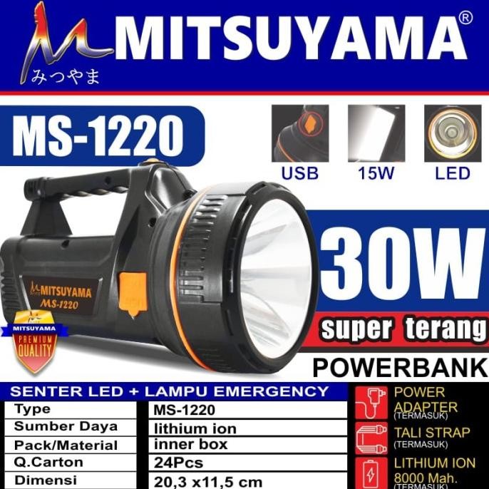 BEBAS ONGKIR - New Senter Emergency Terang Rechargeable MITSUYAMA 30Watt *MEDAN*