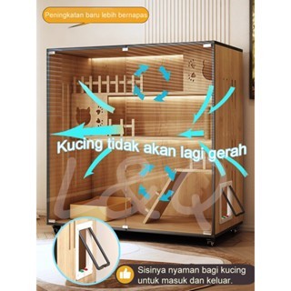 NEW L&Q Rumah kucing mewah Kandang kucing Rumah kucing kayu tahan gores Vila Kucing Kandang kucing