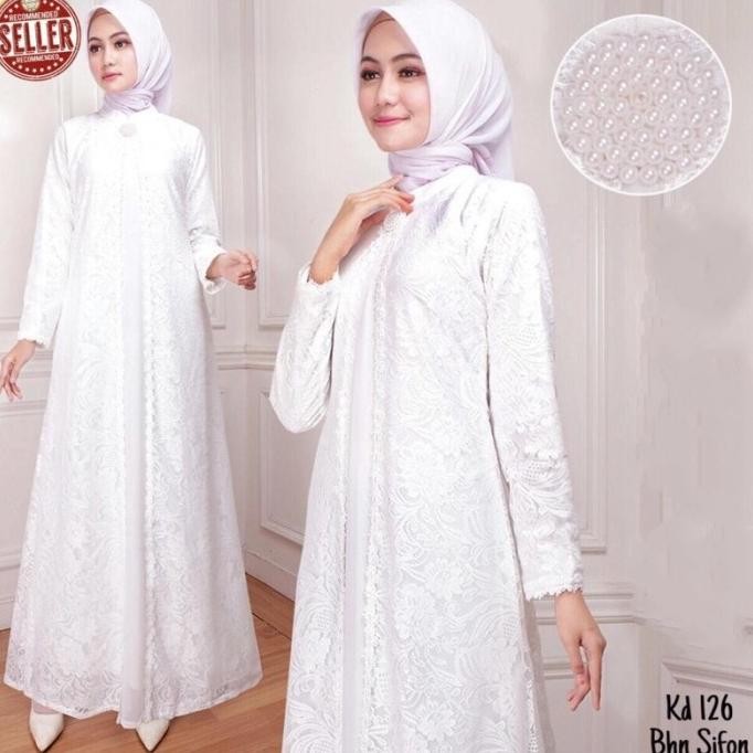 Baju Gamis Putih Wanita Bahan Sifon Ceruti Premium Ukuran Jumbo Terbaik