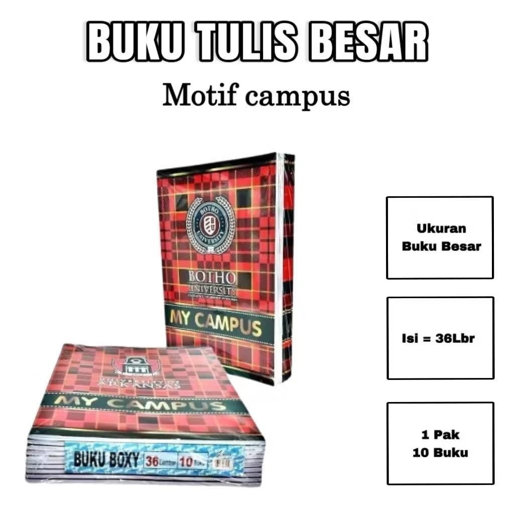 

10 BUKU TULIS BOXY PANJANG 36 LEMBAR CAMPUSS