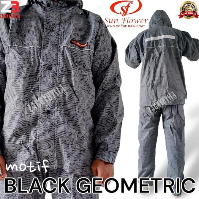 Jas Hujan Sunflower Motif Original Setelan Jaket dan Celana Waterproof