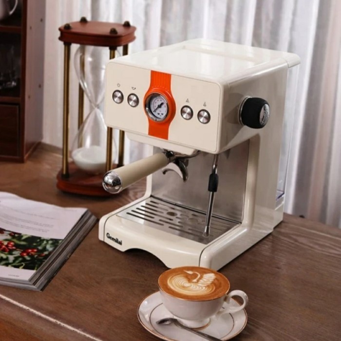 BOOM SALE Mesin Kopi Espresso Gemilai CRM3609 / Alat Seduh Kopi Espresso Putih
