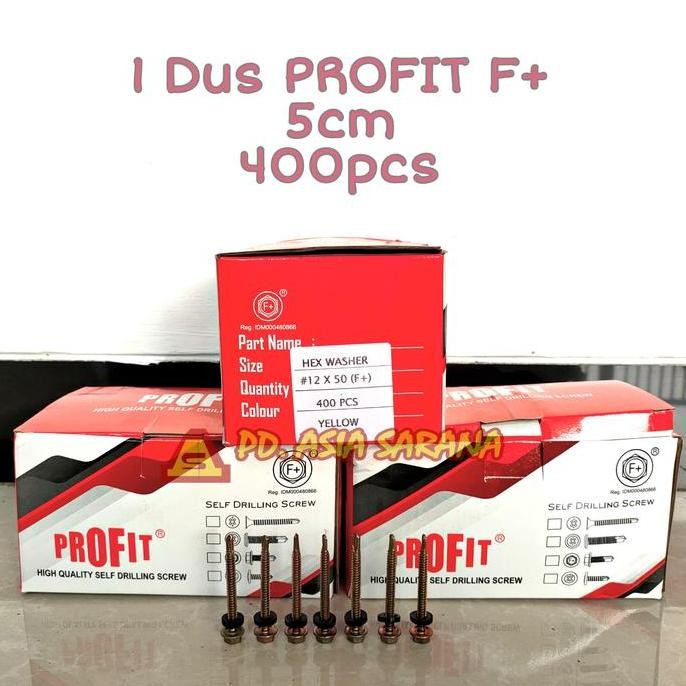 [DUS] Paku Roofing 5cm PROFIT Kuning Baut Skrup Holo Atap Sekrup 12x50