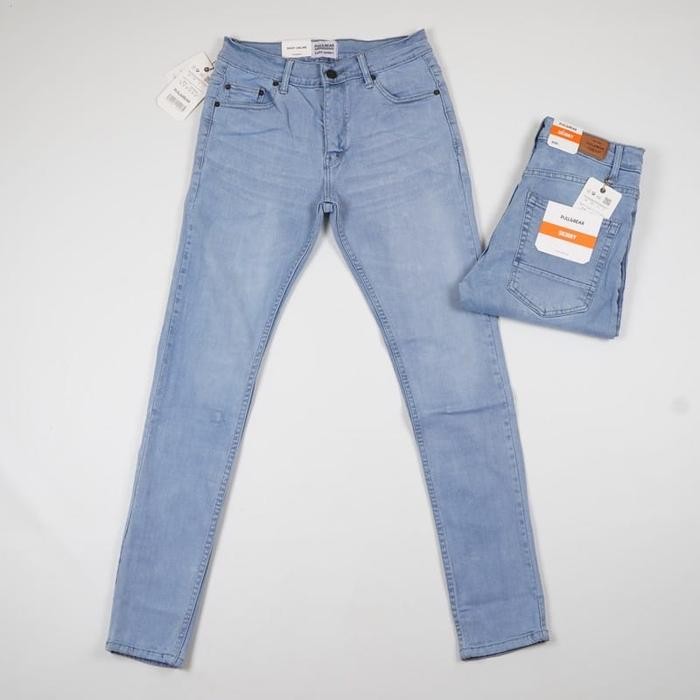 Celana Jeans Pria Blue Sky Whisker Skinny Pensil Biru Langit