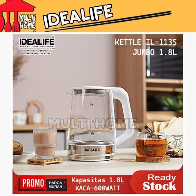 Electric Glass Kettle / Teko Listrik Kaca IL-113S Kapasitas Jumbo 1.8L