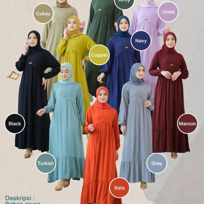 Terlaris Gamis Katun Rayon Polos Jumbo Ld 120Cm/Busui Wudhu Friendly/Adem Syari Limited Edition