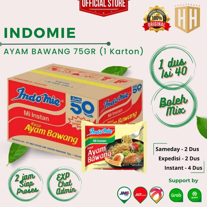 

READY INDOMIE AYAM BAWANG MIE INSTANT RASA AYAM BAWANG 69 GR 1 DUS ISI 40 PC